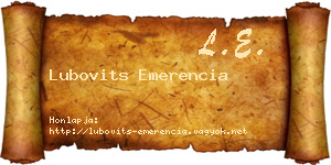 Lubovits Emerencia névjegykártya